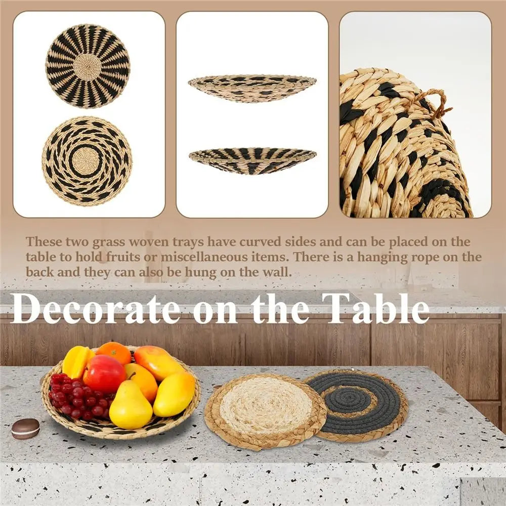 7-Piece Boho Seagrass Wall Basket Set | Hand-Woven Round Hanging Wall Decor