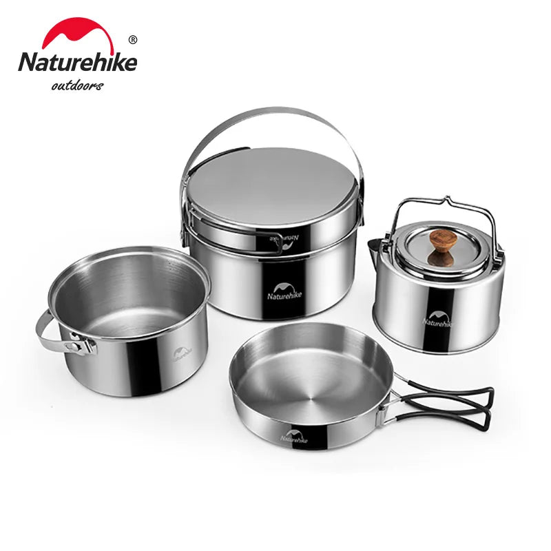 Naturehike Camping Cookware Set | Stainless Steel Outdoor Cooking Kit for 2–3