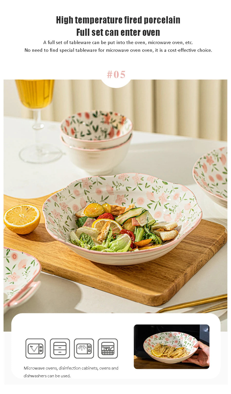 Korean Ceramic Bowl with Lid | Floral Glazed Rice & Soup Bowl