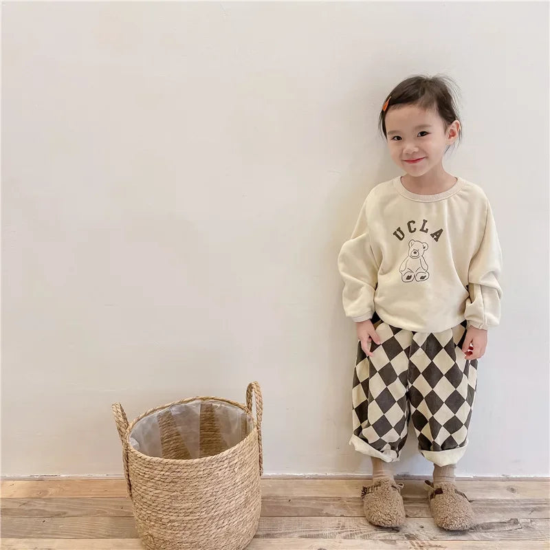 Plaid Harem Pants Casual  2025 Spring and Autumn New Collection Simple and Cute Korean All-match Nine Point Pants