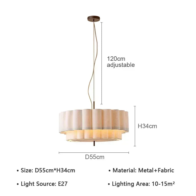 Fabric Pendant Chandelier Light – Modern Hanging Ceiling Lamp for Living Room, Dining Room & Bedroom