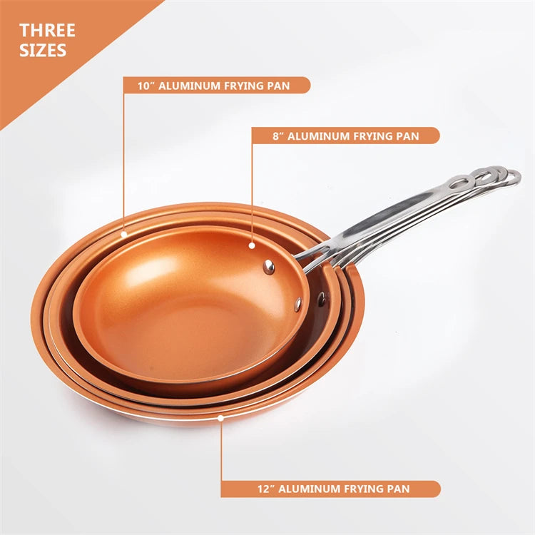 Copper Nonstick Frying Pan | Ceramic Coated Skillet for Gas & Induction Cooker