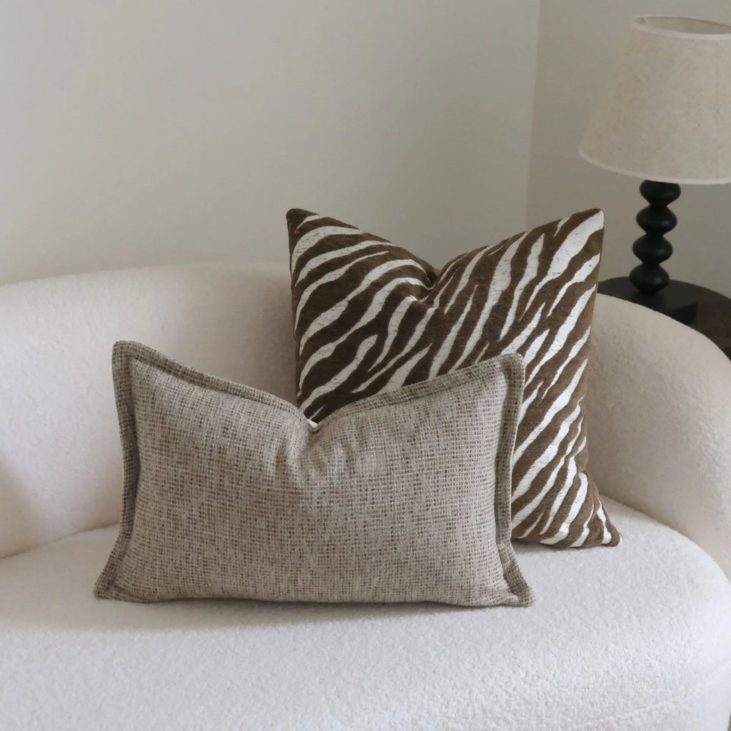 Boho Woven Tufted Cushion Cover with Tassels – Striped Farmhouse Pillow Case