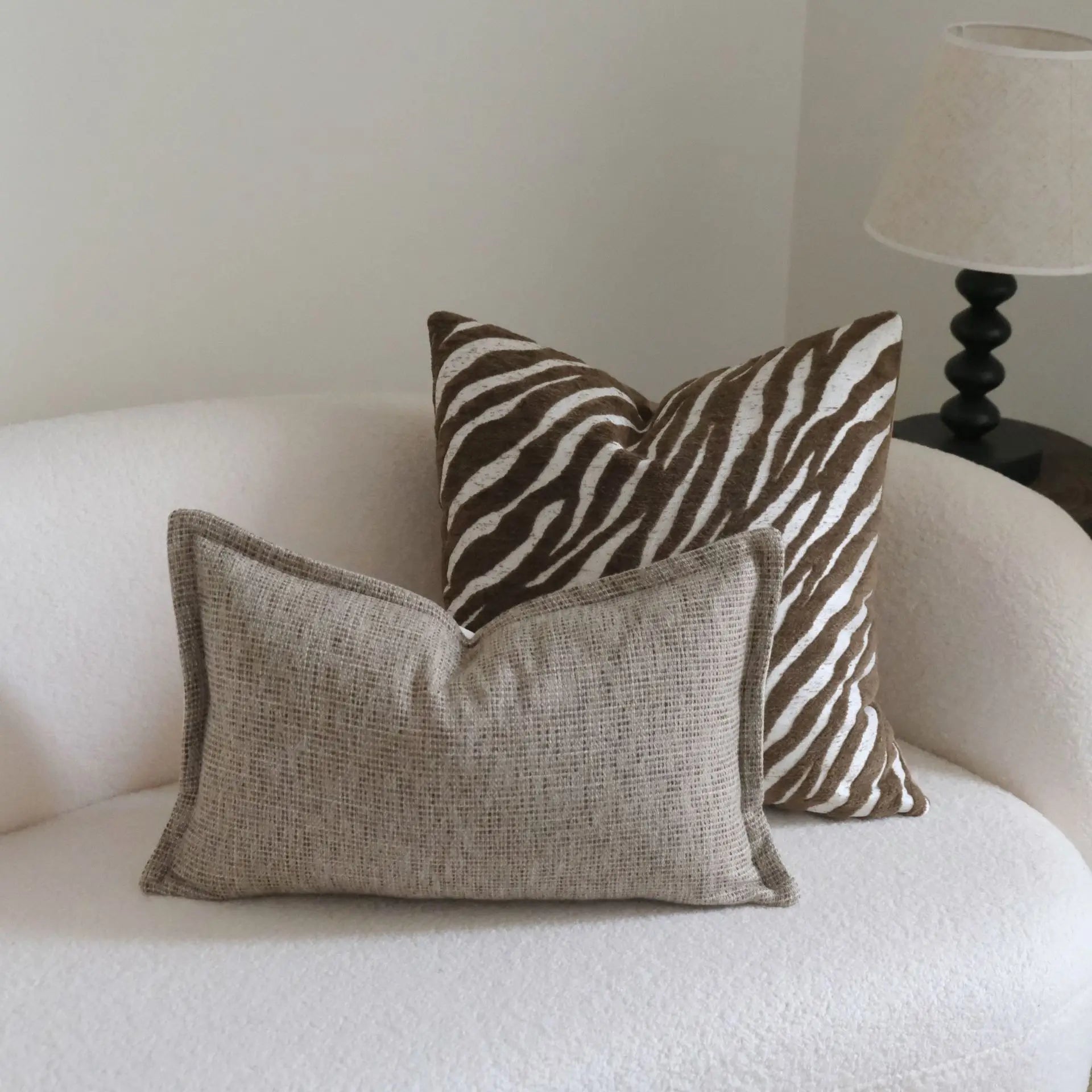 Boho Woven Tufted Cushion Cover with Tassels – Striped Farmhouse Pillow Case