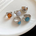 Boho 5-Piece Resin Geometric Stackable Ring Set – Retro Irregular Wide Knuckle Rings