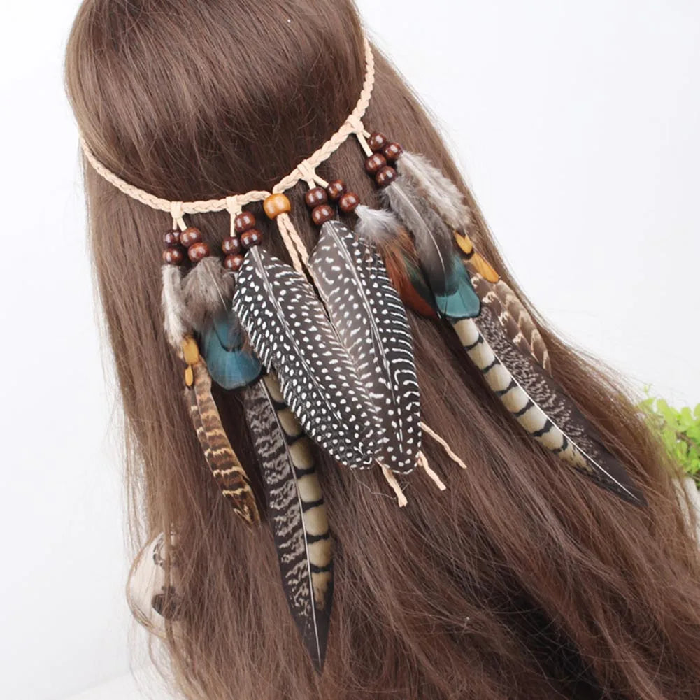 Boho Feather Headband – Adjustable Festival Hair Accessory