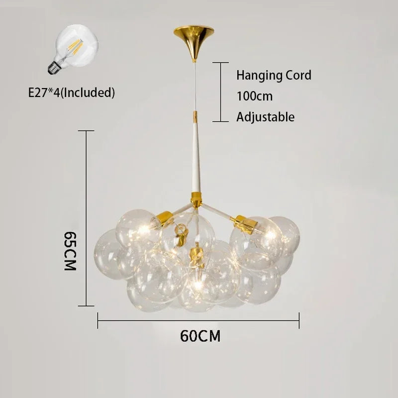 Nordic Colorful/Clear Bubble LED Ceiling Chandelier Hanging Lamps for Dining Table Kids Room Balloon Home Decor Lights