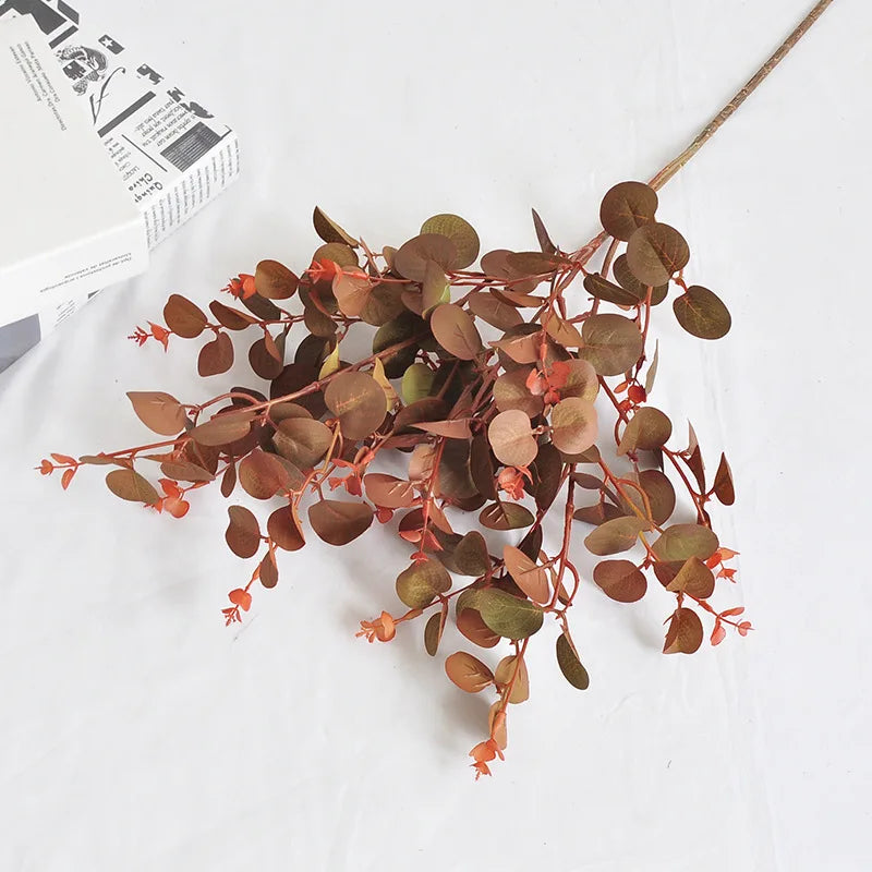 75CM Artificial Eucalyptus Leaves Purple Red Greenery Home Decor Floral Arrangement Supplies Photography Props
