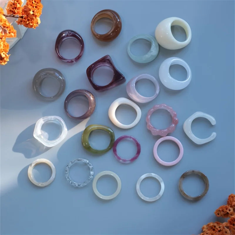 Boho 21-Piece Multicolor Flower Ring Set – Retro Stackable Layering Rings for Women