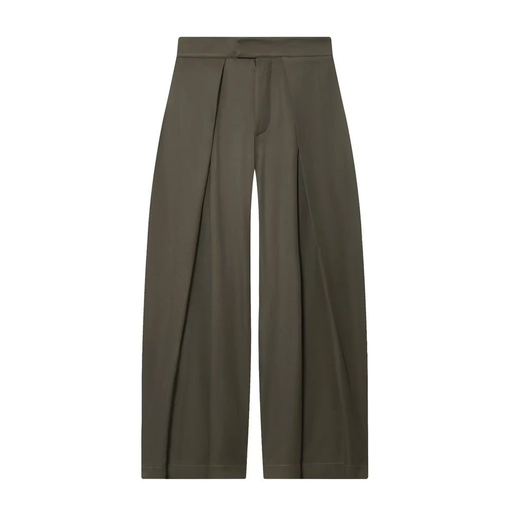 Women's Long Pants 2025 Autumn New Arrivals Military Green Pleated Loose Wide-Leg Pants Casual Fashion Stylish and Versatile