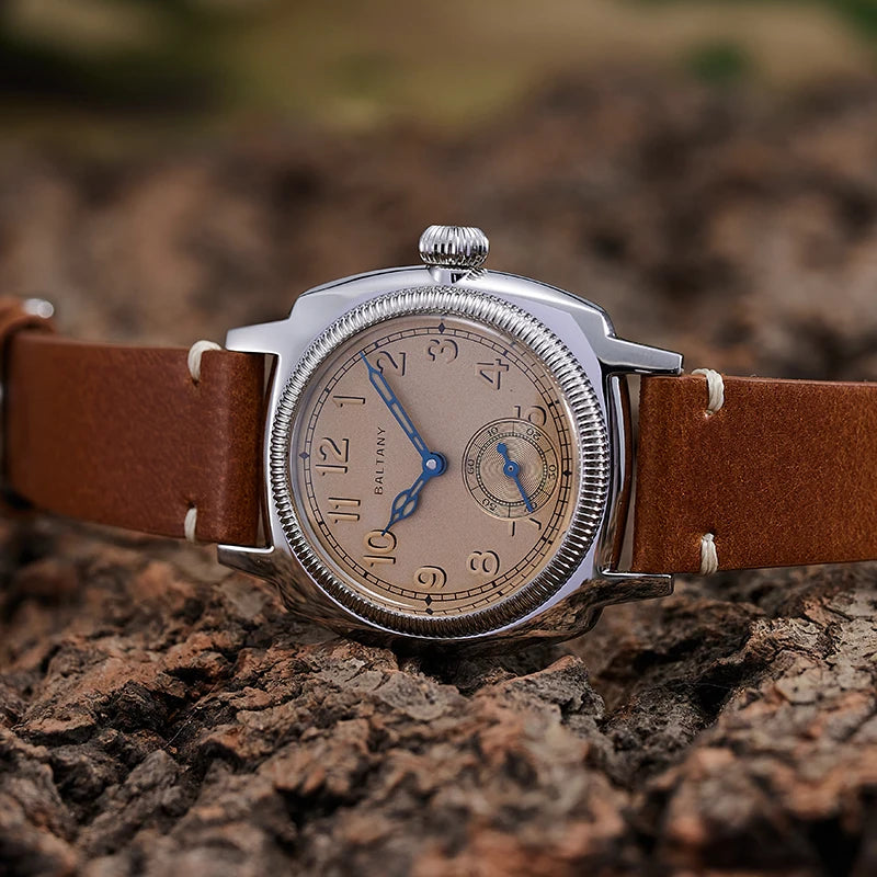 Vintage Dress Watch S4036 Sub Seconds Cathedral Heat Treated Blue Hands Retro Luminous 100M Water Resistant Mechaincal Watch