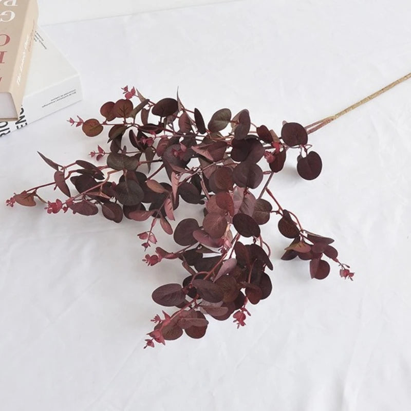 75CM Artificial Eucalyptus Leaves Purple Red Greenery Home Decor Floral Arrangement Supplies Photography Props