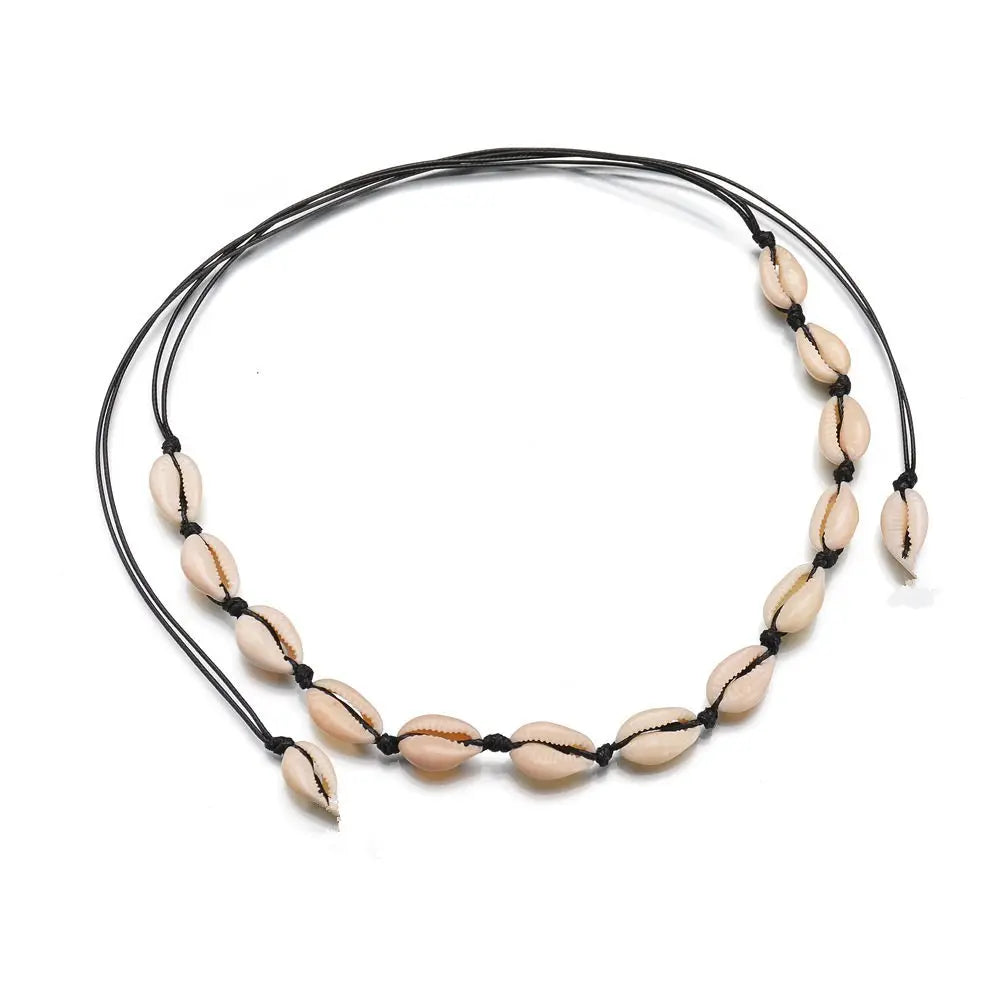 Boho Conch & Cowrie Shell Necklace – Handmade Beach Choker or Bracelet