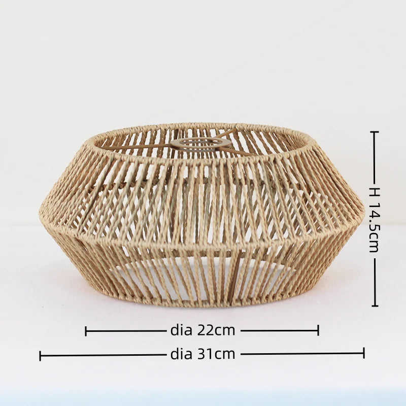 Decoration  Hand-woven Retro Paper-rope Lampshade Chandelier Rattan Light Cover For Cofe , Home, Hotel