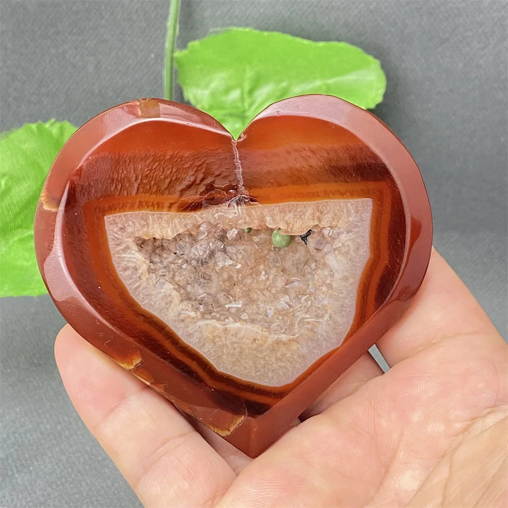 Natural Red Agate Geode Heart – Crystal Home Decor & Feng Shui Gift