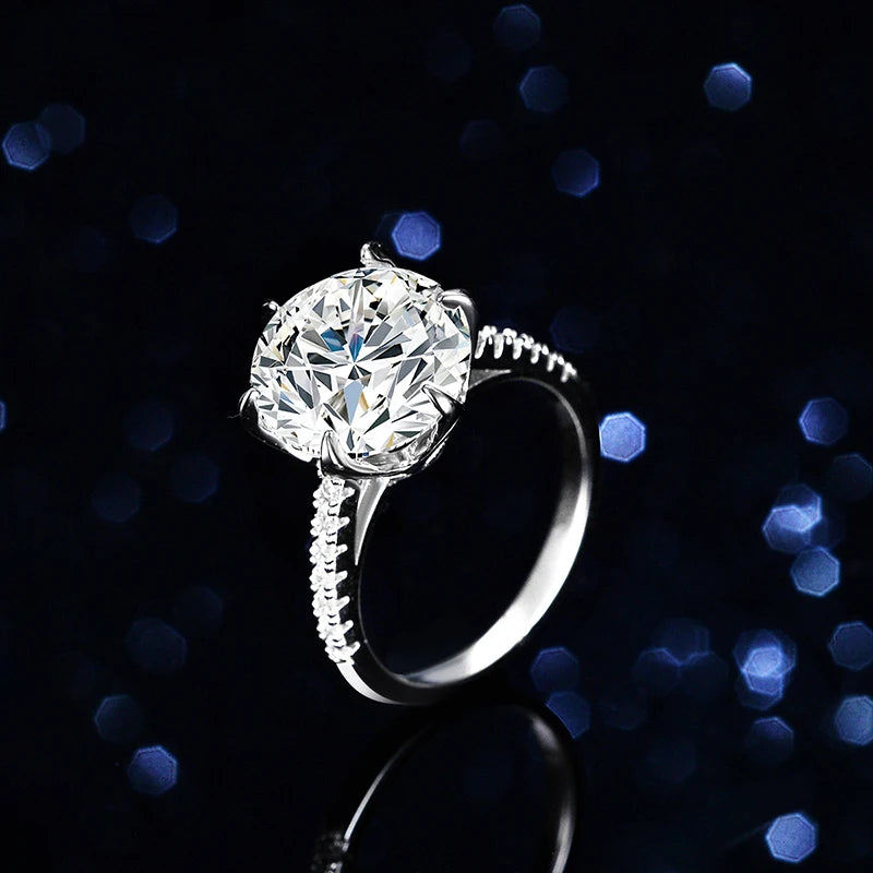 NeeTim 5CT Sparkling D Color Moissanite Lab Diamond Wedding Rings For Women S925 Sterling Silver Luxury Jewelry Engagement Ring