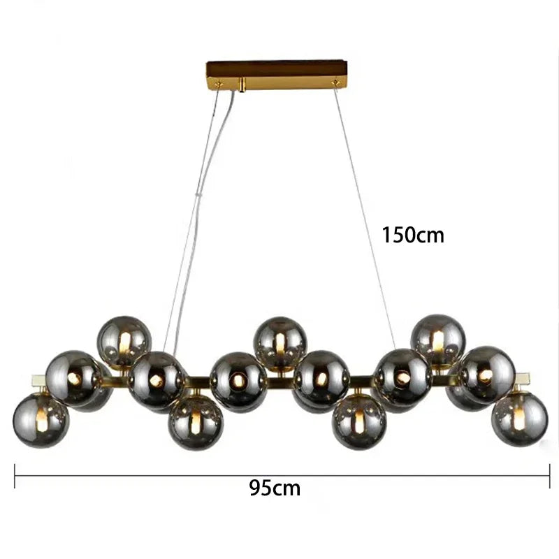 Modern Clear White Glass Bubble Pendant Lamp Round Chandelier Light Fixture for Living Dining Room Bedroom Kitchen Home Decor