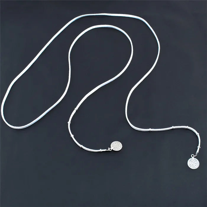 Boho Velvet Coin Pendant Long Necklace – Gothic Rope Chain Maxi Necklace