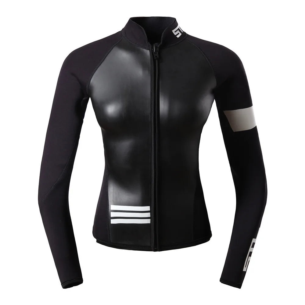 2mm Women Surfing Jacket Long Sleeve Split Diving Clothes Long Pants Swimsuit Scuba Dive Snorkeling Wetsuit Neoprene Swimwear