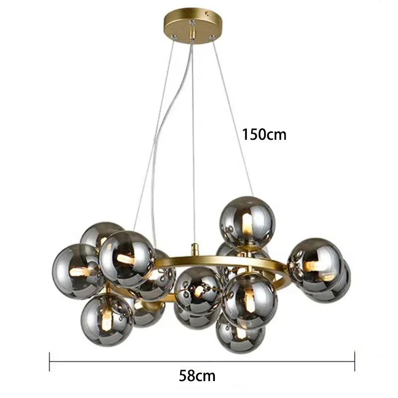 Modern Clear White Glass Bubble Pendant Lamp Round Chandelier Light Fixture for Living Dining Room Bedroom Kitchen Home Decor