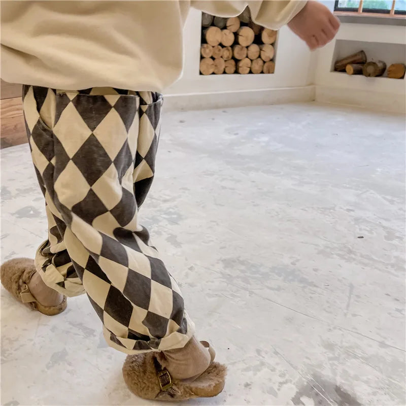 Plaid Harem Pants Casual  2025 Spring and Autumn New Collection Simple and Cute Korean All-match Nine Point Pants