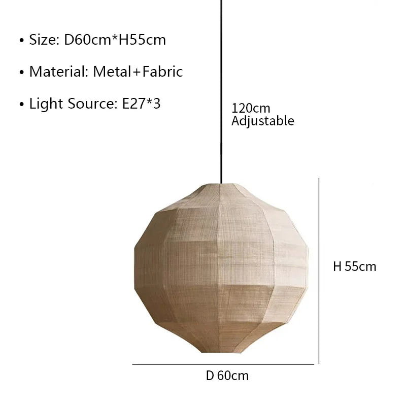 Japanese Wabi Sabi Fabric E27 Pendant Light Living Dining Room Bar Led Droplight Lighting Home Decor Bedroom Lustre Hanging Lamp