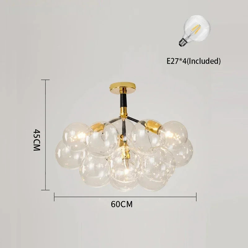 Nordic Colorful/Clear Bubble LED Ceiling Chandelier Hanging Lamps for Dining Table Kids Room Balloon Home Decor Lights