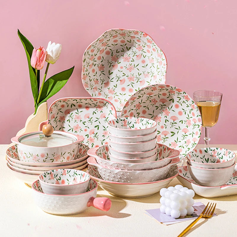 Korean Ceramic Bowl with Lid | Floral Glazed Rice & Soup Bowl