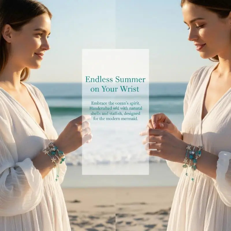 Boho Shell & Starfish Beaded Bracelet | Adjustable Coastal Charm Bracelet