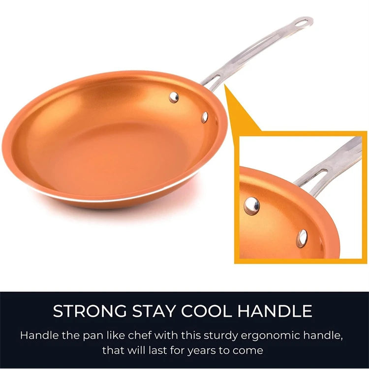 Copper Nonstick Frying Pan | Ceramic Coated Skillet for Gas & Induction Cooker