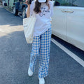Pants Women Plaid High Waist Hot Sale Summer Loose Korean Style Wide Leg Pockets All-match Stylish New Arrivals Popular Female