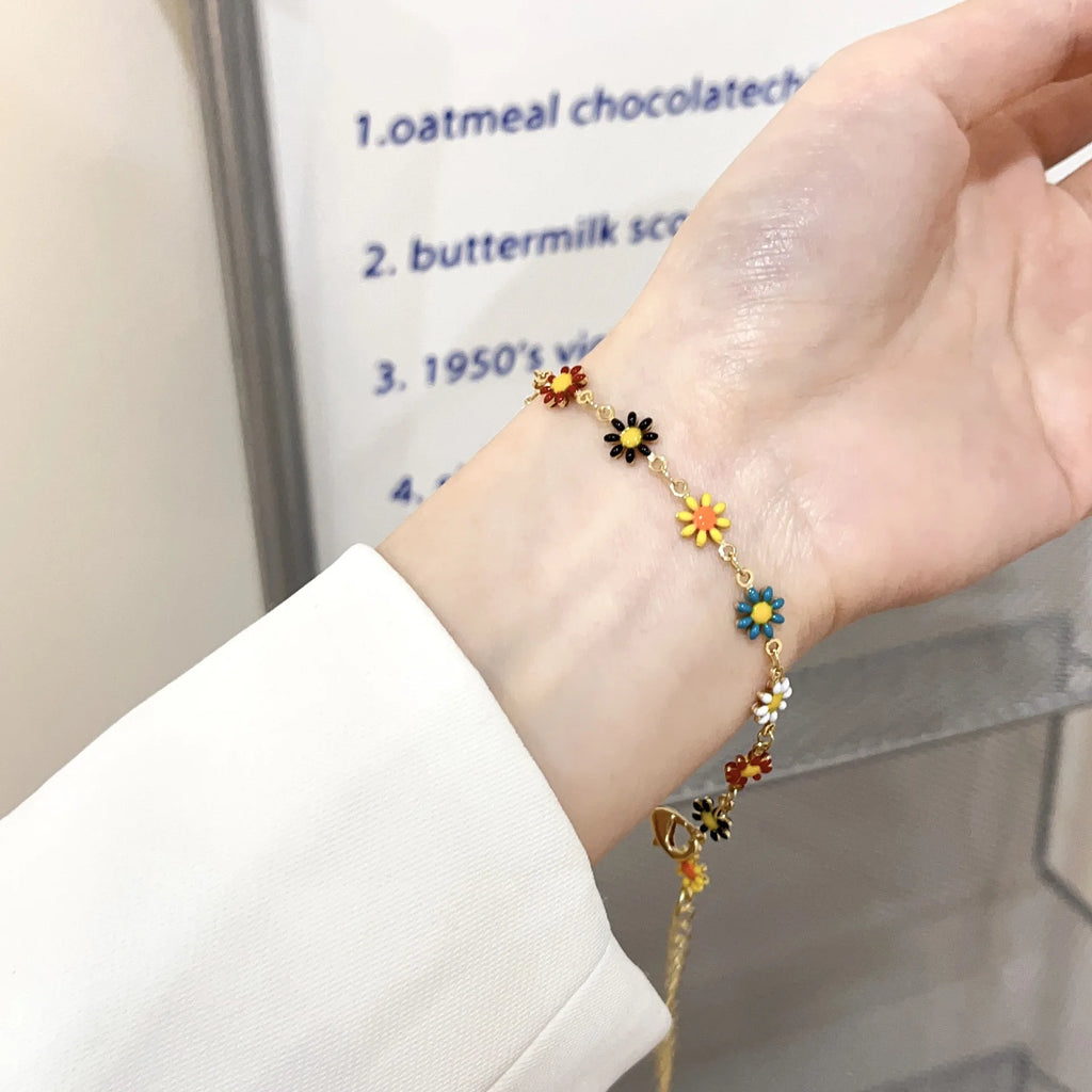 Boho Colorful Small Flower Choker Necklace or Bracelet – Handmade Floral Jewelry