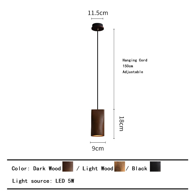 Modern Wooden Lamp for Dining Table Pendant Light Fixture Bedside Art Design Restaurant Solid Wood Lustres Home Decor