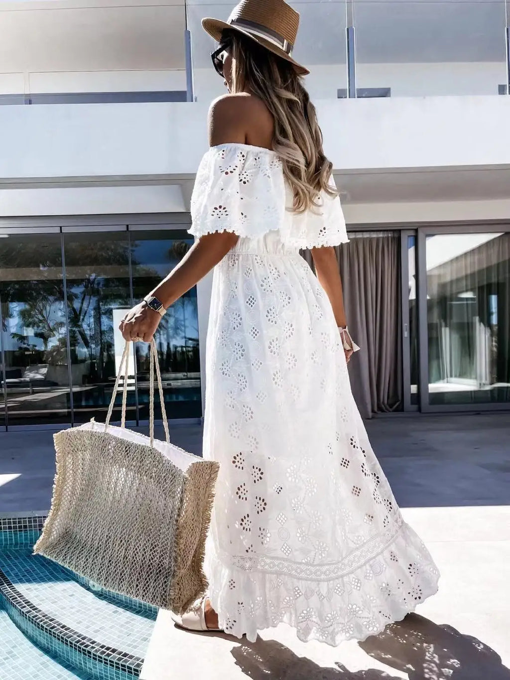 Boho Lace Embroidery Maxi Dress | Long Sleeve Beach Tunic
