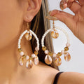 Boho Festival Statement Chandelier Earrings – Shell Tassel Dangle Drop Earrings