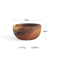 Solid Acacia Wood Bowl | Hand-Crafted Japanese-Style Wooden Salad & Serving Bowl
