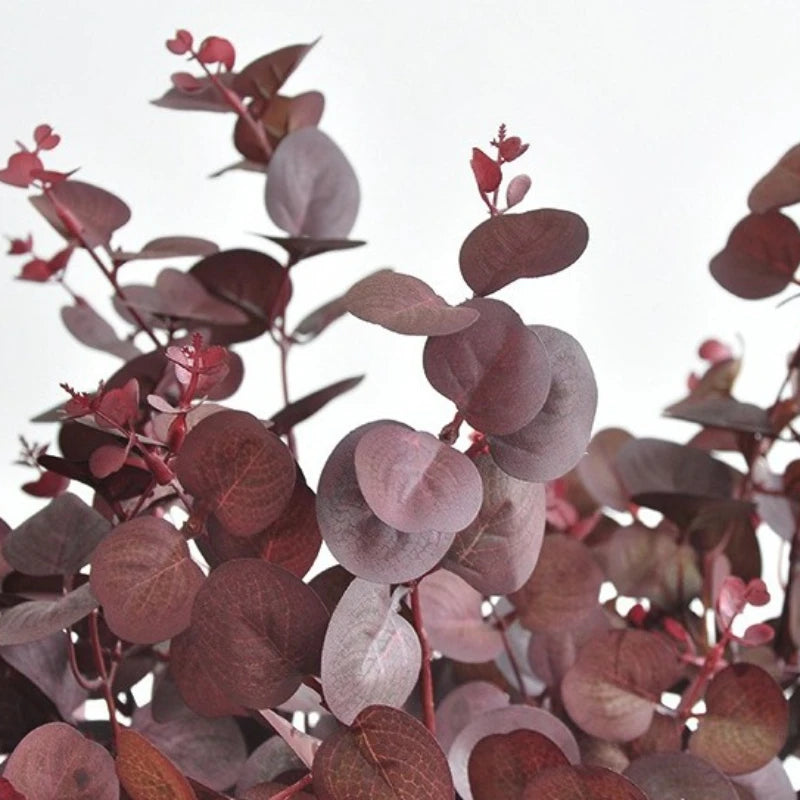 75CM Artificial Eucalyptus Leaves Purple Red Greenery Home Decor Floral Arrangement Supplies Photography Props