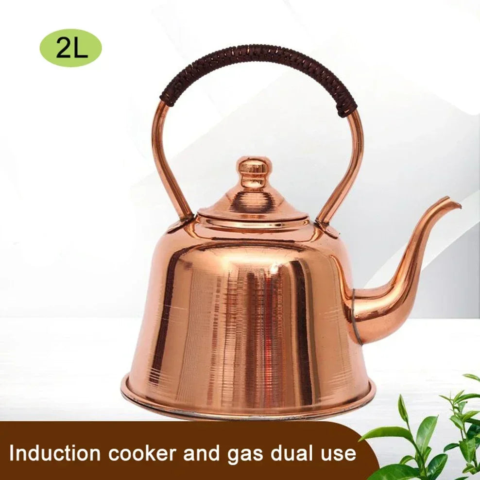 Handmade Pure Copper Teapot | 2L Red Copper Kettle for Gas & Induction Cooker