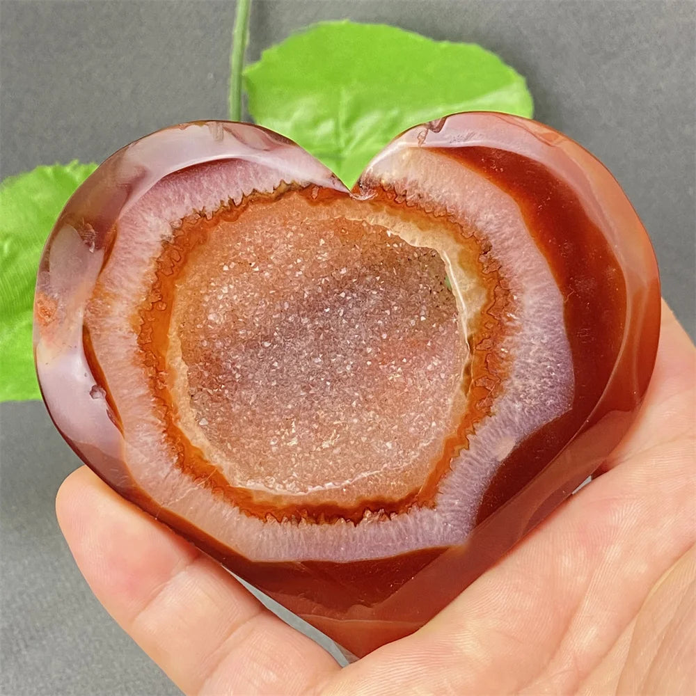Natural Red Agate Geode Heart – Crystal Home Decor & Feng Shui Gift