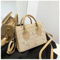 Boho Floral Embroidery Woven Handbag | Convertible Top Handle & Crossbody Bag