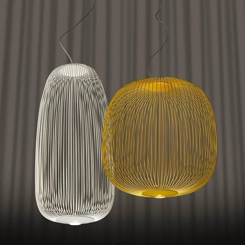 Modern Creative Iron Spokes Pendant Lights Minimalist Birdcage Chandelier for Living RoomDining Room Home Decor Hanging Lamp