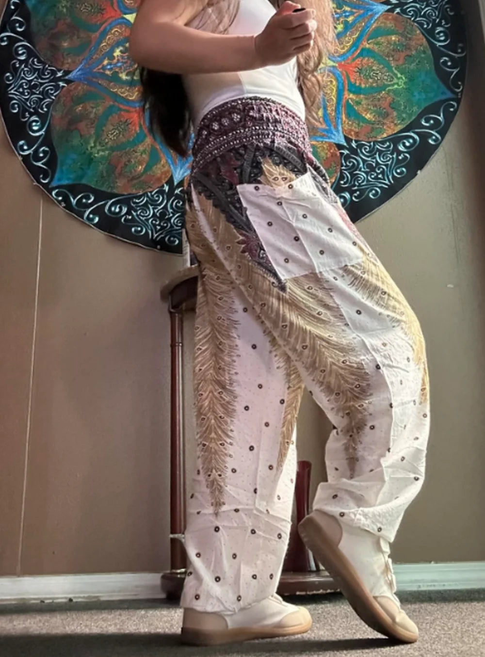 Boho Wide Leg Harem Pants – High Waist Smocked Waist Yoga Bottoms