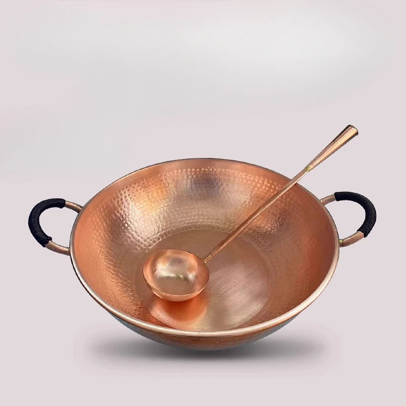 Artisan Hammered Copper Hot Pot | Chinese Style Soup & Stock Pot for All Stoves