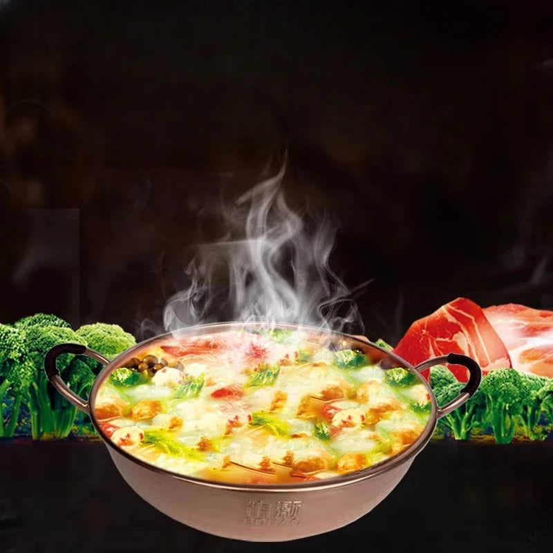 Artisan Hammered Copper Hot Pot | Chinese Style Soup & Stock Pot for All Stoves