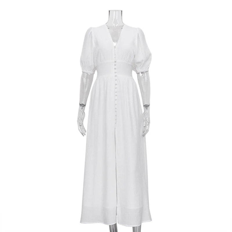 Deep V-Neck Empire Waist Maxi Dress | Boho Flying Sleeve