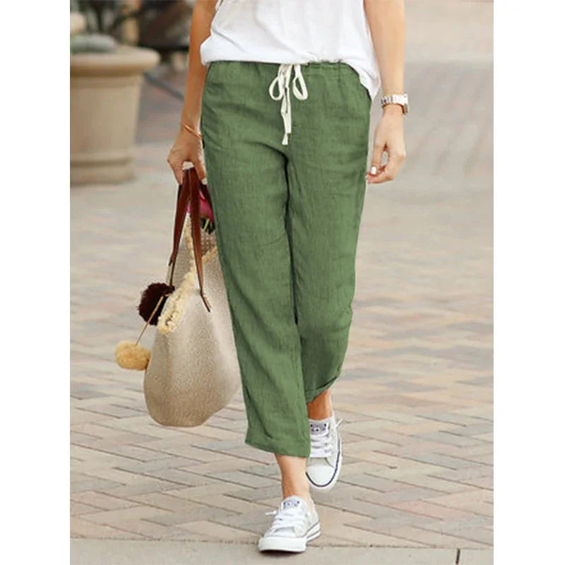 Women's High Waist Harem Pants – Casual Drawstring Ankle Trousers