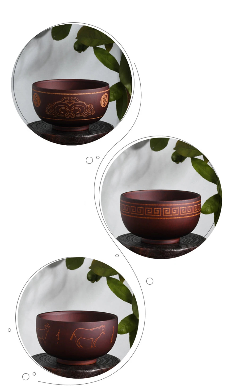 Japanese Jujube Wood Bowl with Gold Inlay | Hand-Painted Decorative Rice & Soup Bowl
