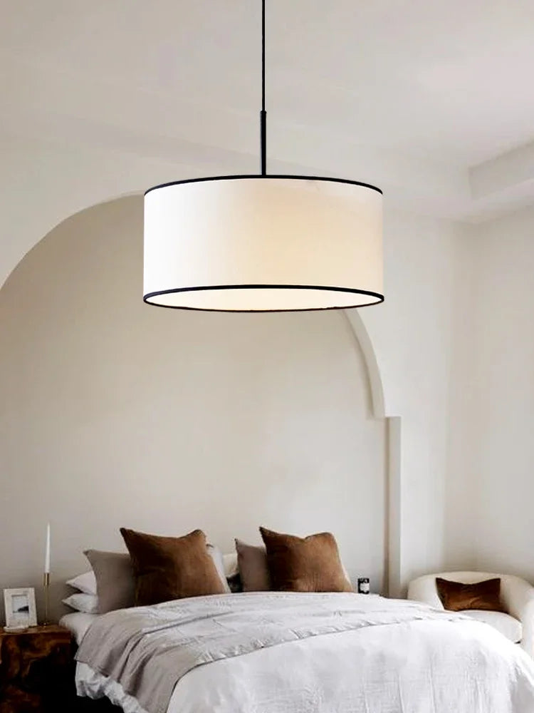 Vintage Nordic Fabric Hanging Lamp for Kitchen Restaurant Living Room Home Decor Suspension Luminaire Cloth Pendant Light