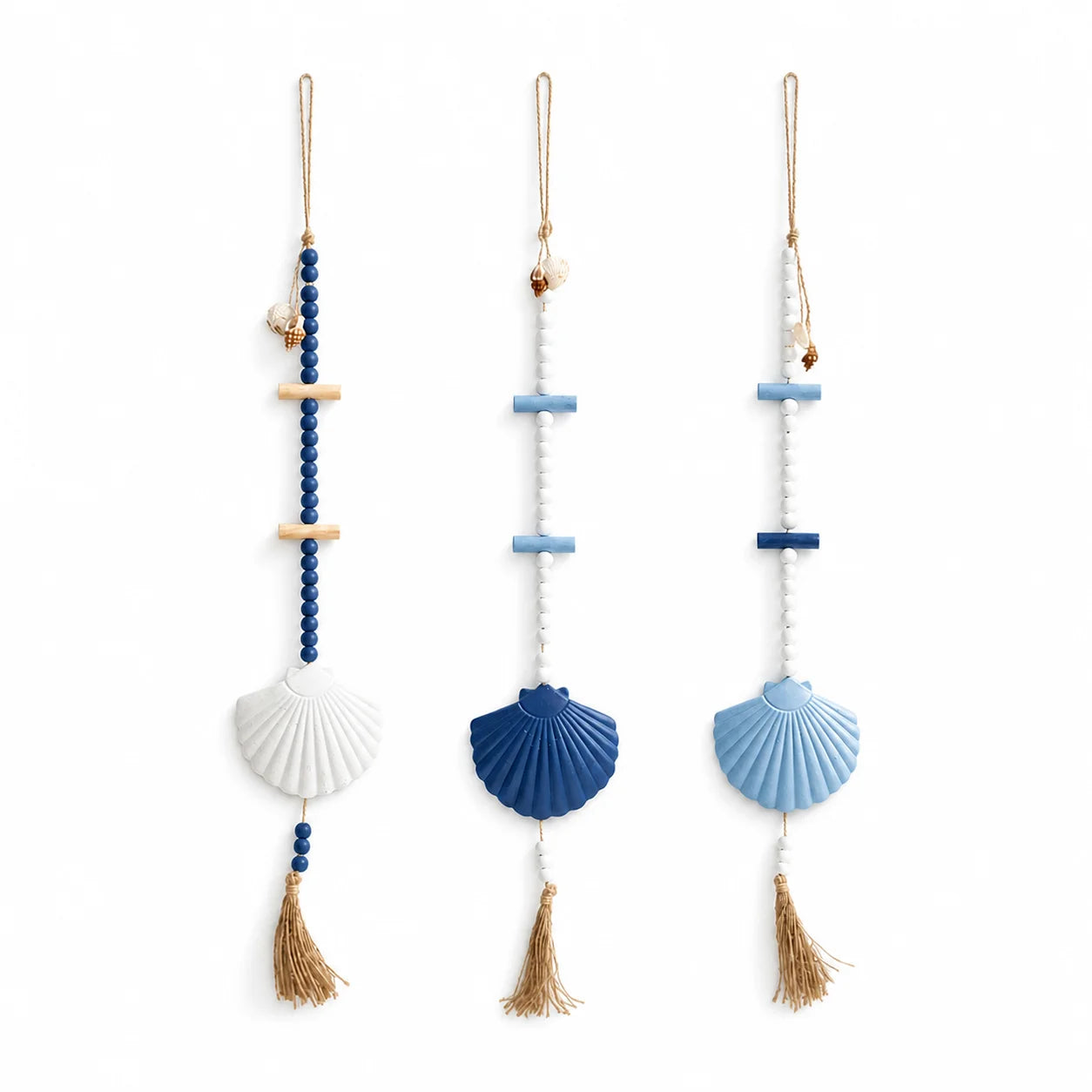 Boho Seashell Wall Hanging | Coastal Beaded Tassel Ornament