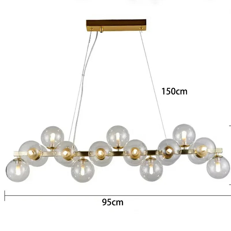 Modern Clear White Glass Bubble Pendant Lamp Round Chandelier Light Fixture for Living Dining Room Bedroom Kitchen Home Decor